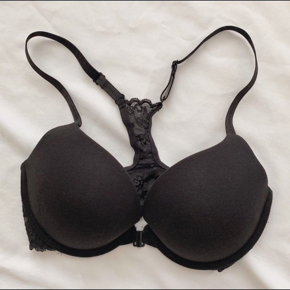 Victorias Secret black Racerback Pushup Bra 34D